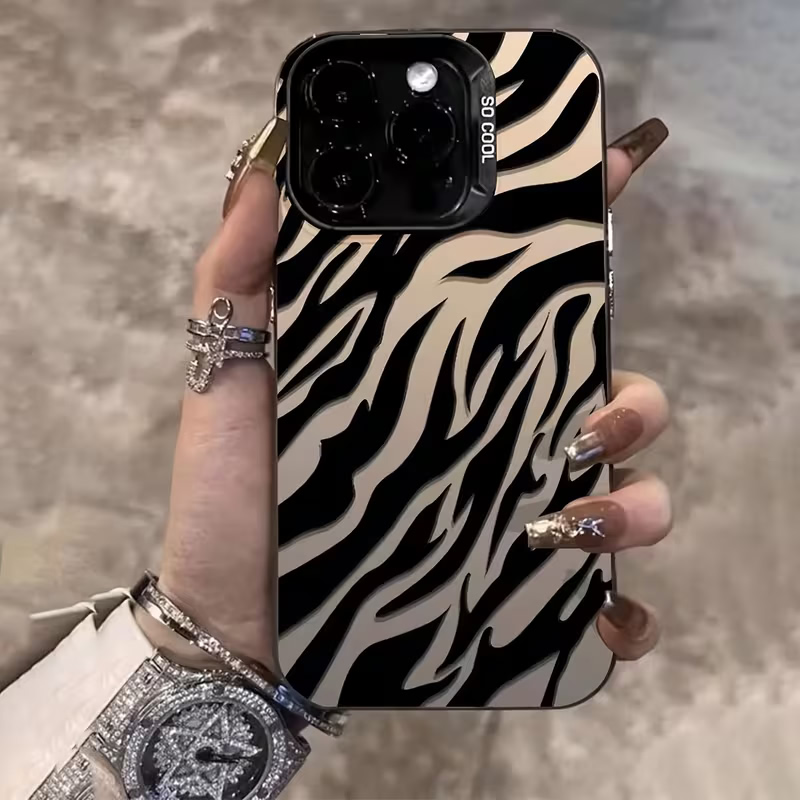 Phone Accessories Kiosk - 얼룩말 패턴 블랙 고급 IMD 충격