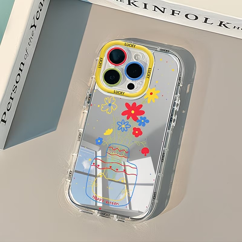 Phone Accessories Kiosk - 여름 데이지 고양이 꽃병 디자인 미러