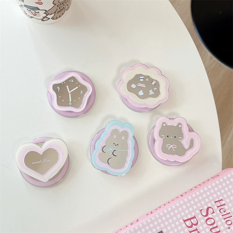 Phone Accessories Items - 카툰 미러 텔레스코픽 폰 스탠드 카와이