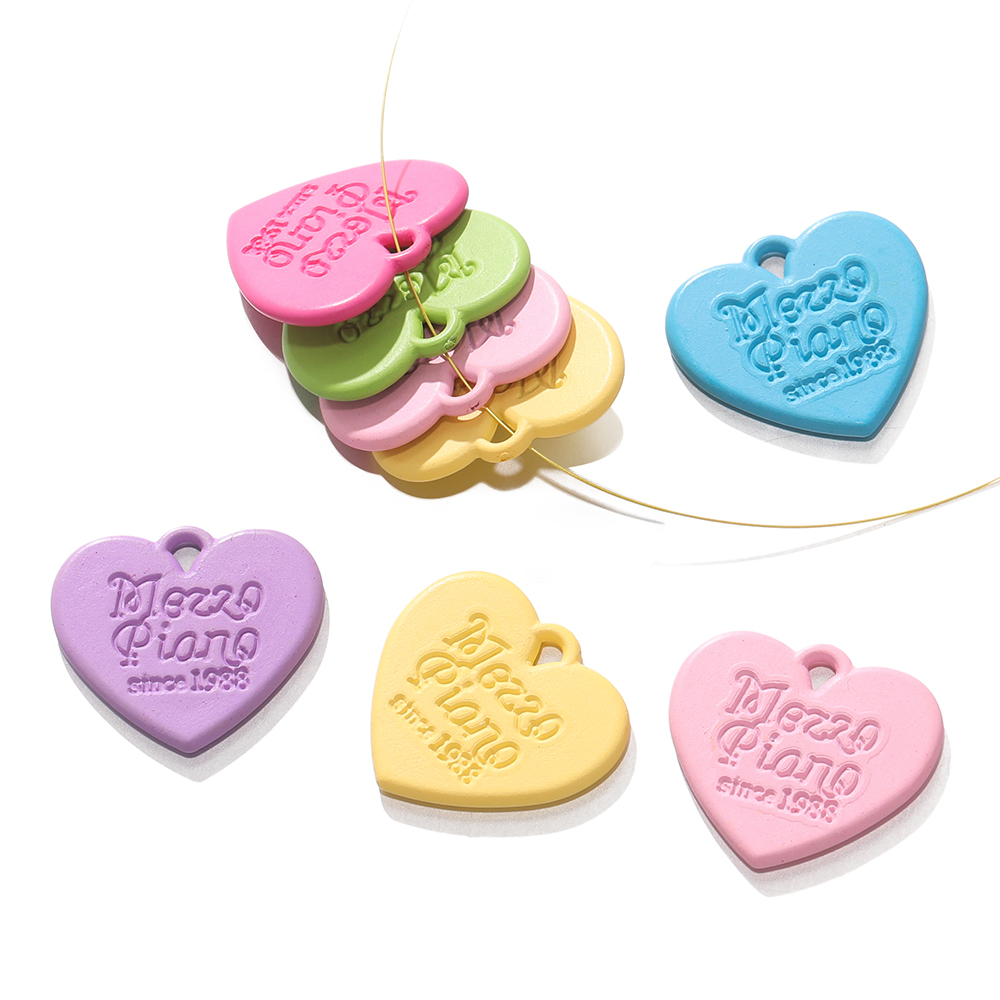 10Pcs 캔디 컬러 아크릴 새겨진 사랑 펜던트 DIY - Phone Accessories Hanging 리뷰 및 가격