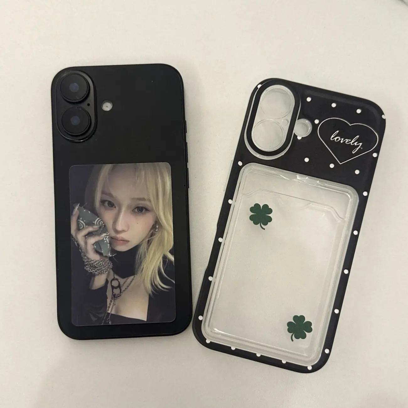 귀여운 물방울 무늬 만화 클로버 카드 세트 폰 케이스  - Phone Accessories And Cases 리뷰 및 가격