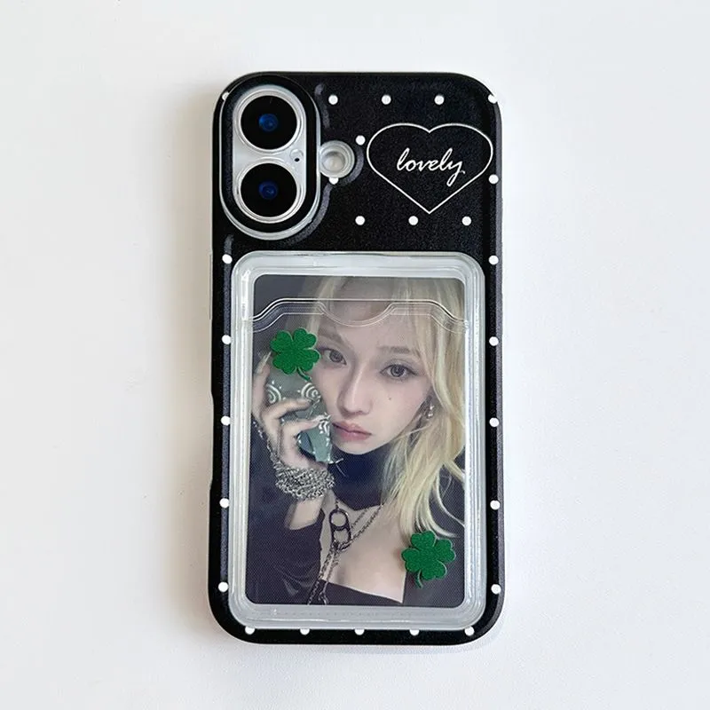 귀여운 물방울 무늬 만화 클로버 카드 세트 폰 케이스  - Phone Accessories And Cases 리뷰 및 가격