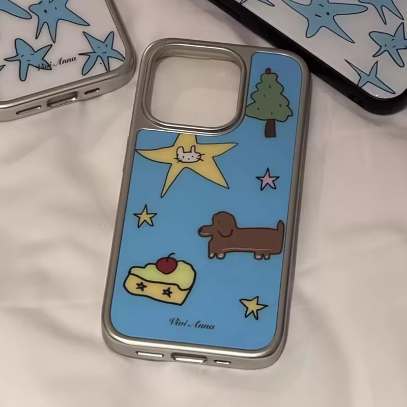 인스 니치 크리에이티브 블루 스타 퍼피 커플 글로시 표 - Y2K Phone Accessories 리뷰 및 가격