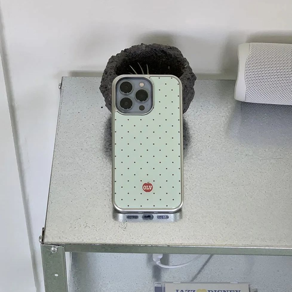 한국 고급 만화 스타일 애플 물방울 무늬 민트 그린 폰 - Y2K Phone Accessories 리뷰 및 가격