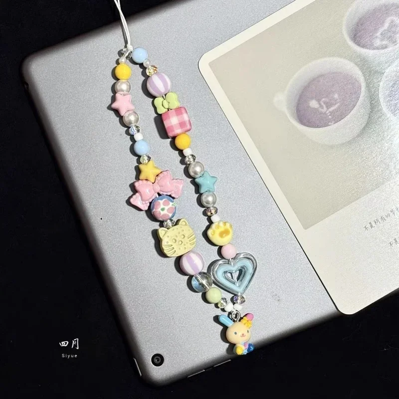 만화 우사하나 다채로운 비즈 폰 참 학생 가방 지퍼 키 - Phone Accessories Chain 리뷰 및 가격