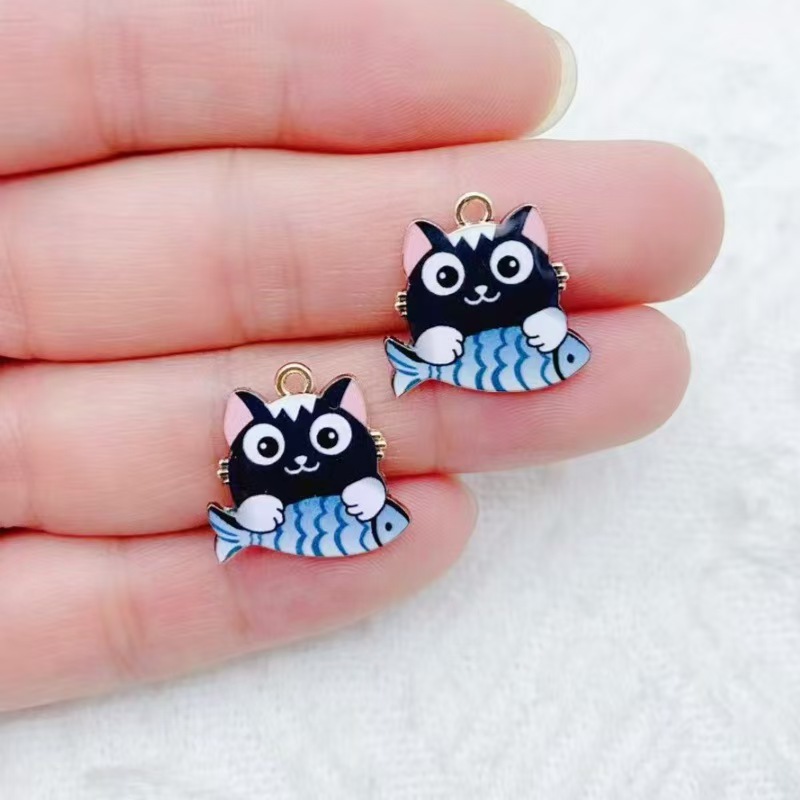 10pcs 국경 간 판매 만화 귀여운 합금 고양이 물고 - Phone Accessories Usa 리뷰 및 가격