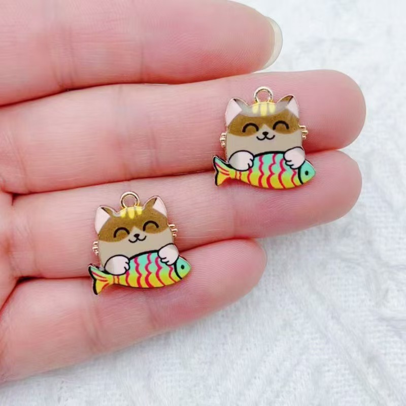 10pcs 국경 간 판매 만화 귀여운 합금 고양이 물고 - Phone Accessories Usa 리뷰 및 가격