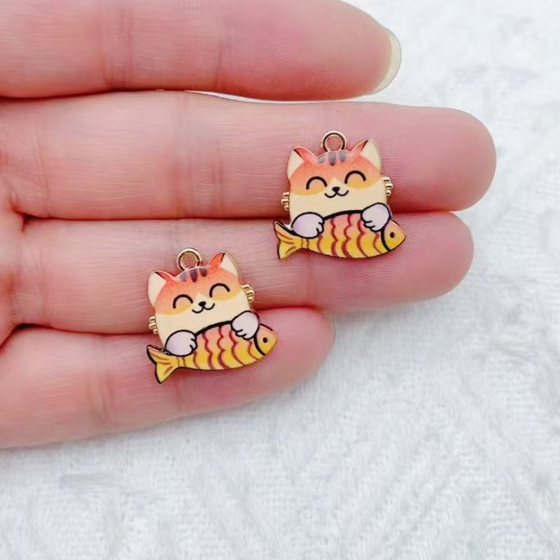 10pcs 국경 간 판매 만화 귀여운 합금 고양이 물고 - Phone Accessories Usa 리뷰 및 가격