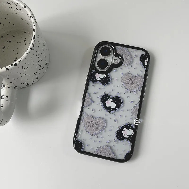 인스 한국 레트로 소녀 사랑 토끼 보라색 꽃 아크릴 폰 - Y2K Phone Accessories 리뷰 및 가격