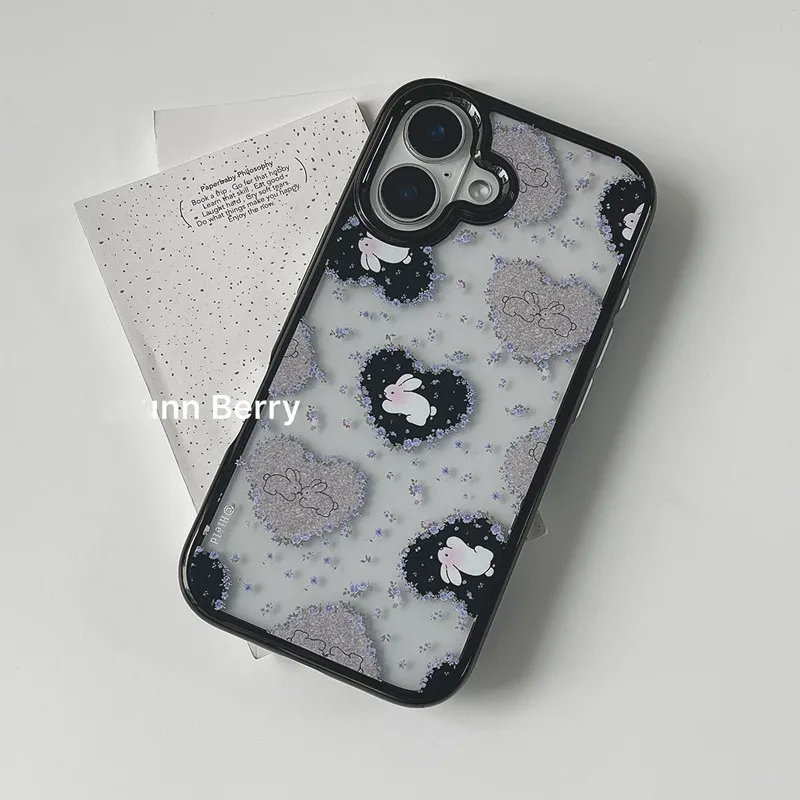 인스 한국 레트로 소녀 사랑 토끼 보라색 꽃 아크릴 폰 - Y2K Phone Accessories 리뷰 및 가격