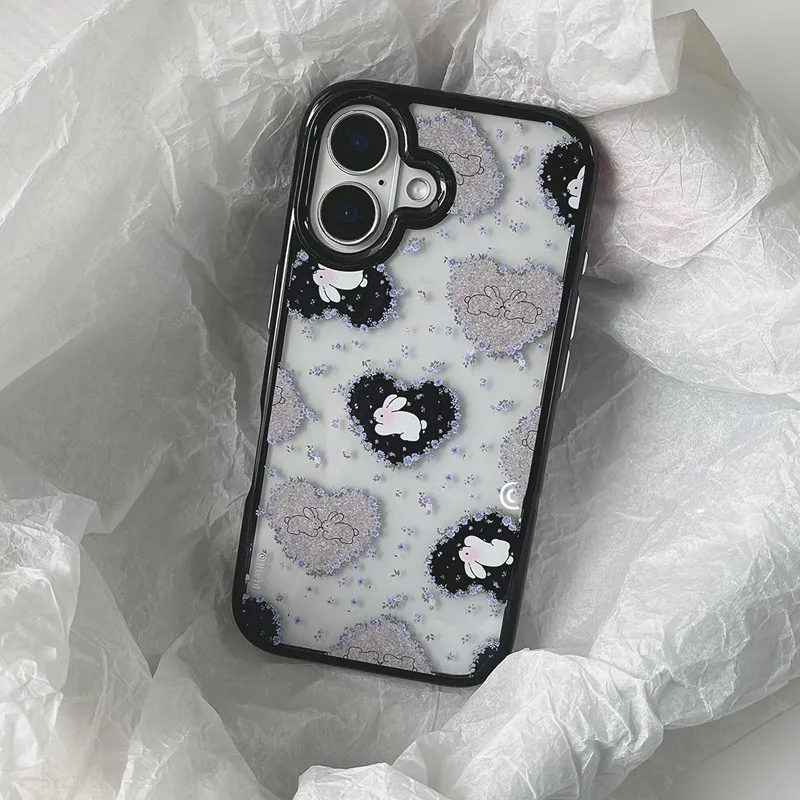 인스 한국 레트로 소녀 사랑 토끼 보라색 꽃 아크릴 폰 - Y2K Phone Accessories 리뷰 및 가격
