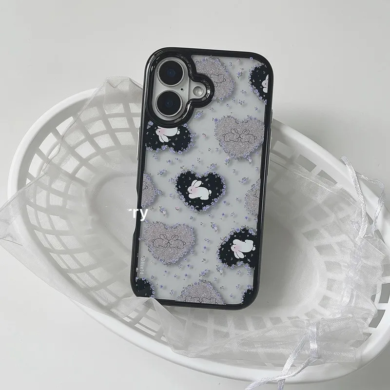 인스 한국 레트로 소녀 사랑 토끼 보라색 꽃 아크릴 폰 - Y2K Phone Accessories 리뷰 및 가격