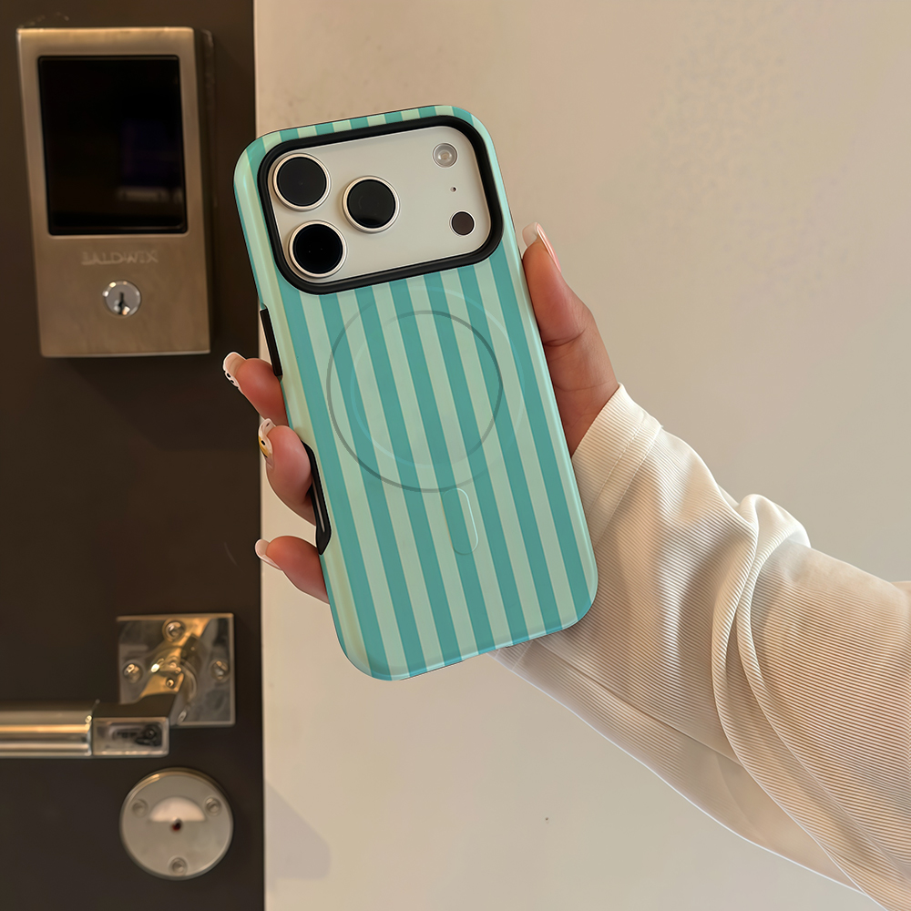 민트 스트라이프 이중 레이어 백 커버 (아이폰 18,  - Phone Accessories And Cases 리뷰 및 가격