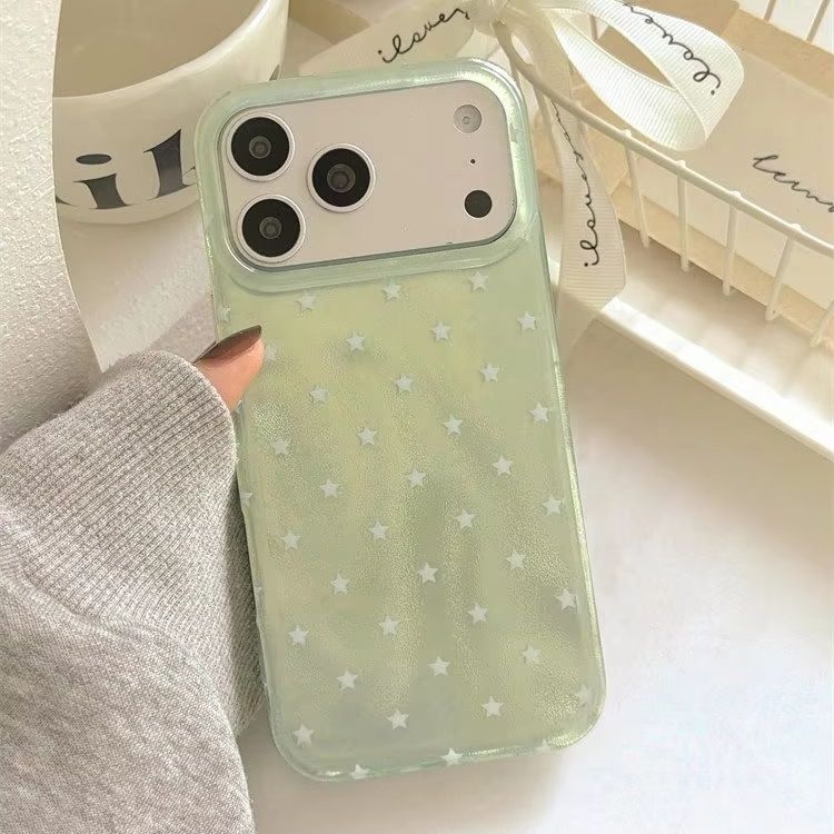 한국풍 녹색 배경 오각별 반짝이는 폰 케이스 아이폰 울 - Y2K Phone Accessories 리뷰 및 가격