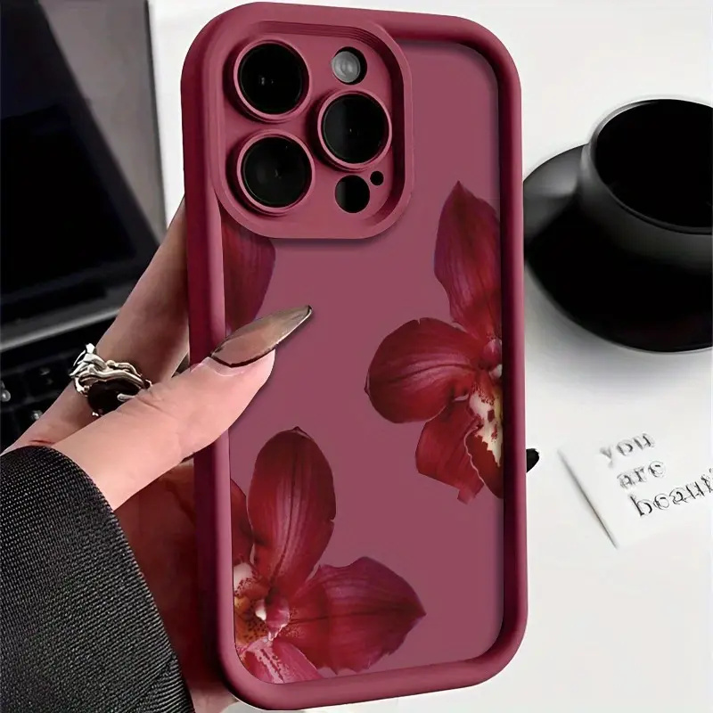와인 레드 난초 꽃무늬 아이폰 11 12 13 14 1 - Phone Accessories Kiosk 리뷰 및 가격