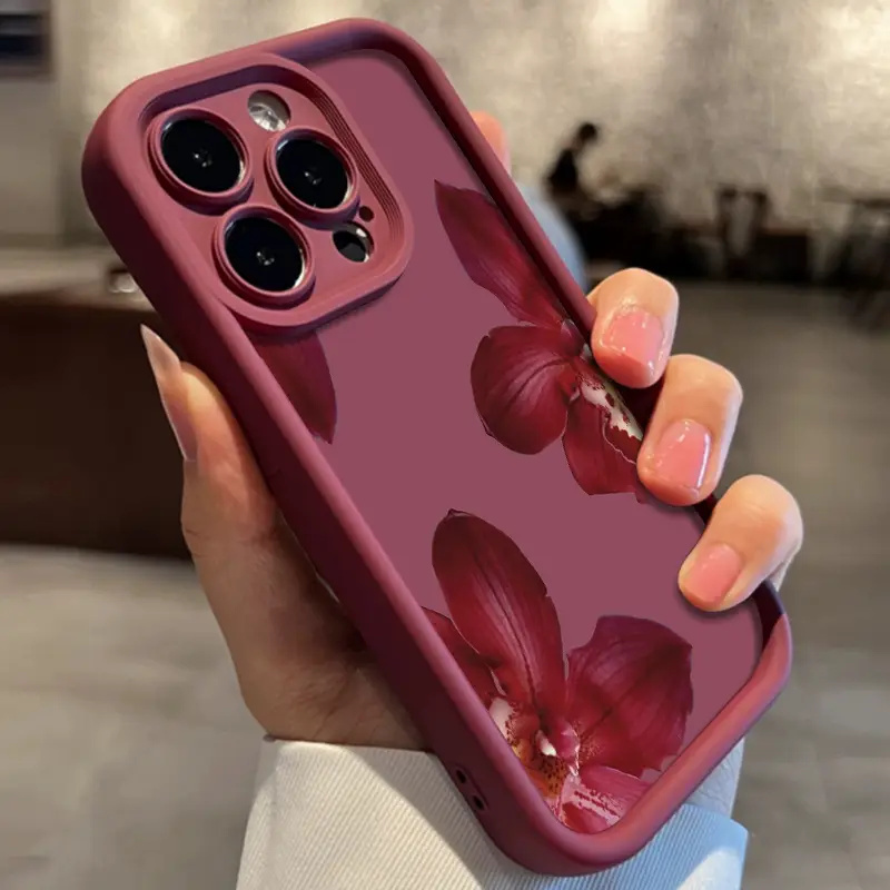 와인 레드 난초 꽃무늬 아이폰 11 12 13 14 1 - Phone Accessories Kiosk 리뷰 및 가격